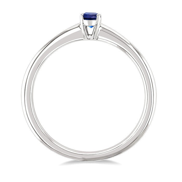 5X3 MM Oval Shape Sapphire Precious Solitaire Ring in 10K White Gold