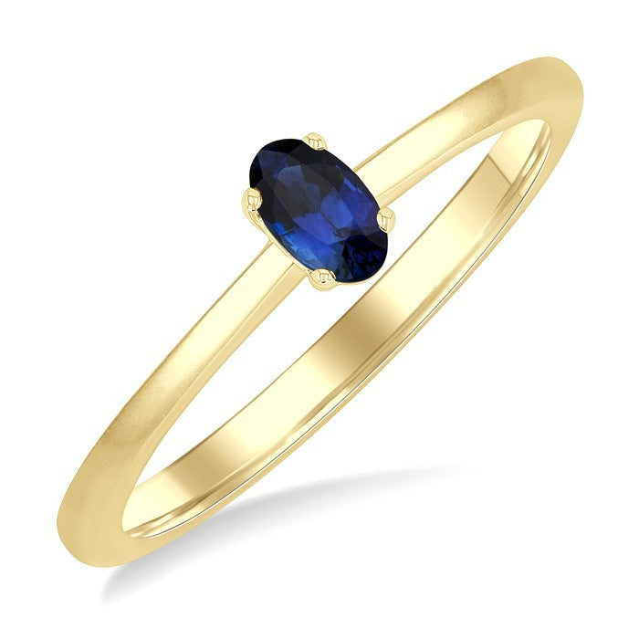 5X3 MM Oval Shape Sapphire Precious Solitaire Ring in 10K Yellow Gold