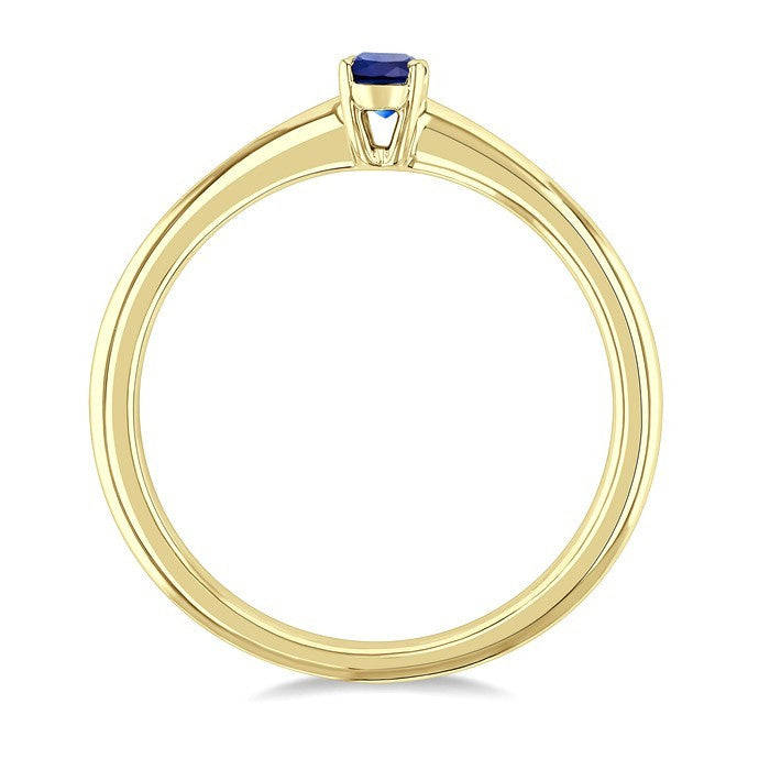5X3 MM Oval Shape Sapphire Precious Solitaire Ring in 10K Yellow Gold