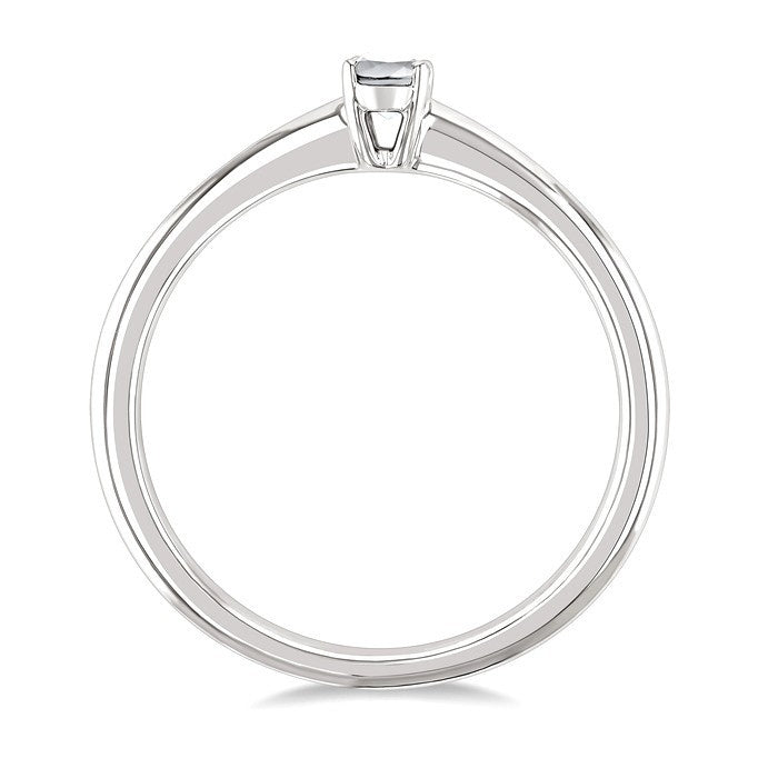 5X3 MM Oval Shape White Topaz Semi-Precious Solitaire Ring in 10K White Gold
