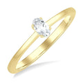 5X3 MM Oval Shape White Topaz Semi-Precious Solitaire Ring in 10K Yellow Gold