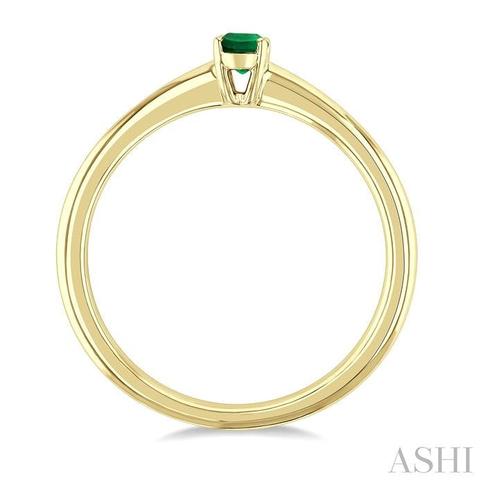 5x3 MM Oval shape Emerald Precious Solitaire Ring in 14K Yellow Gold