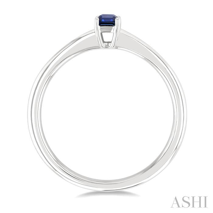 5x3 MM Octagon Shape Sapphire Precious Solitaire Ring in 14K White Gold