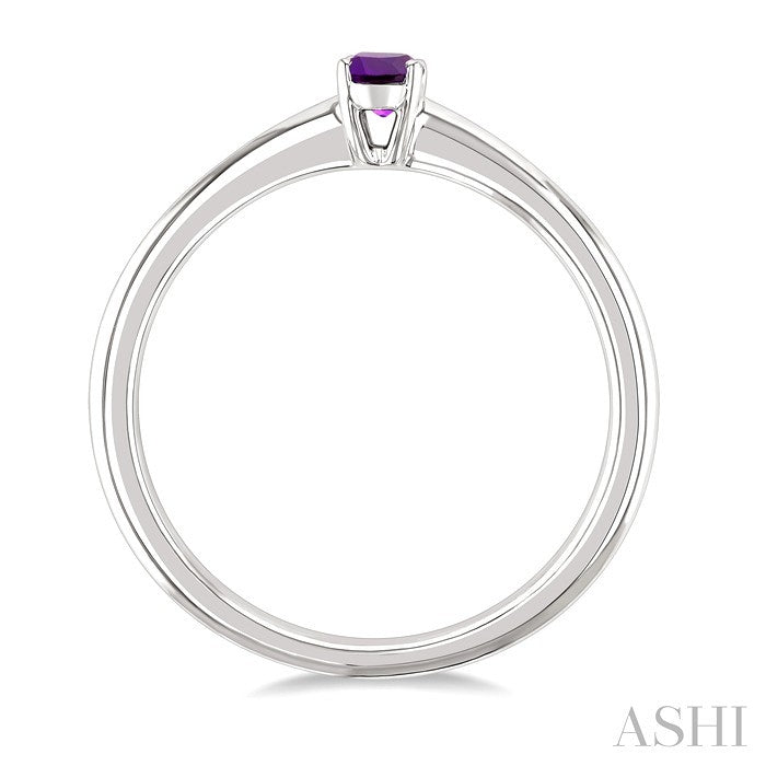 5X3 MM Oval Shape Amethyst Semi-Precious Solitaire Ring in 10K White Gold