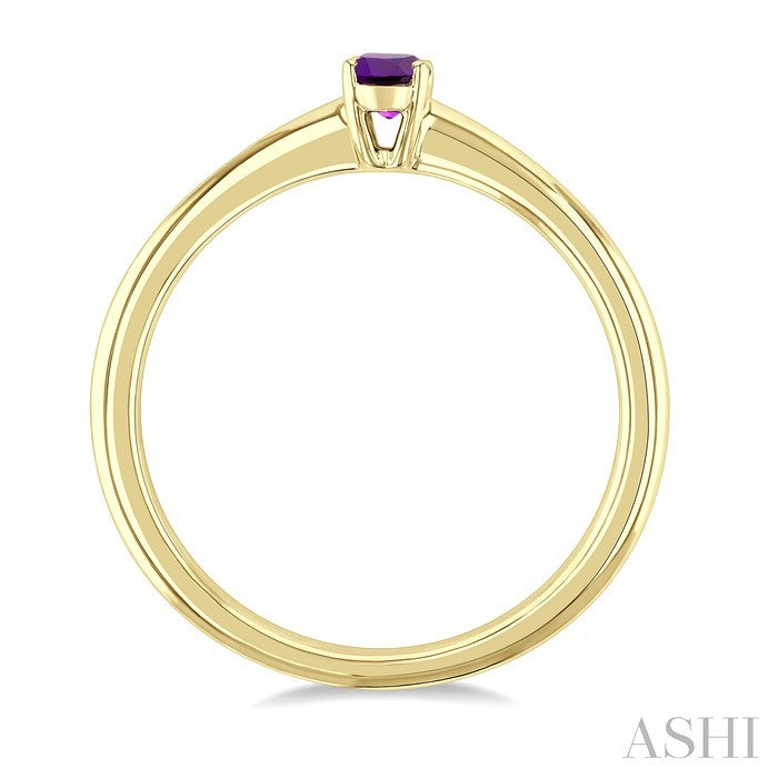 5X3 MM Oval Shape Amethyst Semi-Precious Solitaire Ring in 10K Yellow Gold