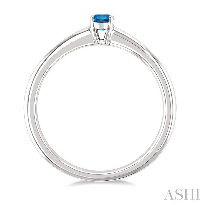 5X3 MM Oval Shape Aquamarine Semi-Precious Solitaire Ring in 10K White Gold