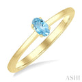 5X3 MM Oval Shape Aquamarine Semi-Precious Solitaire Ring in 10K Yellow Gold