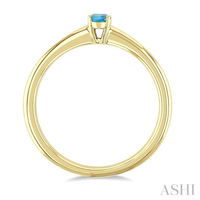 5X3 MM Oval Shape Aquamarine Semi-Precious Solitaire Ring in 10K Yellow Gold