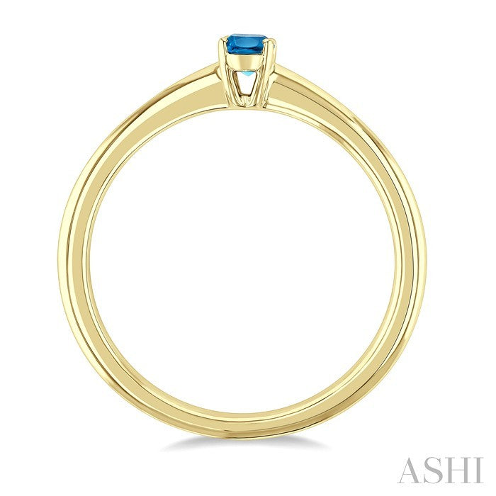5X3 MM Oval Shape Blue Topaz Semi-Precious Solitaire Ring in 10K Yellow Gold