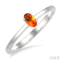 5X3 MM Oval Shape Citrine Semi-Precious Solitaire Ring in 10K White Gold
