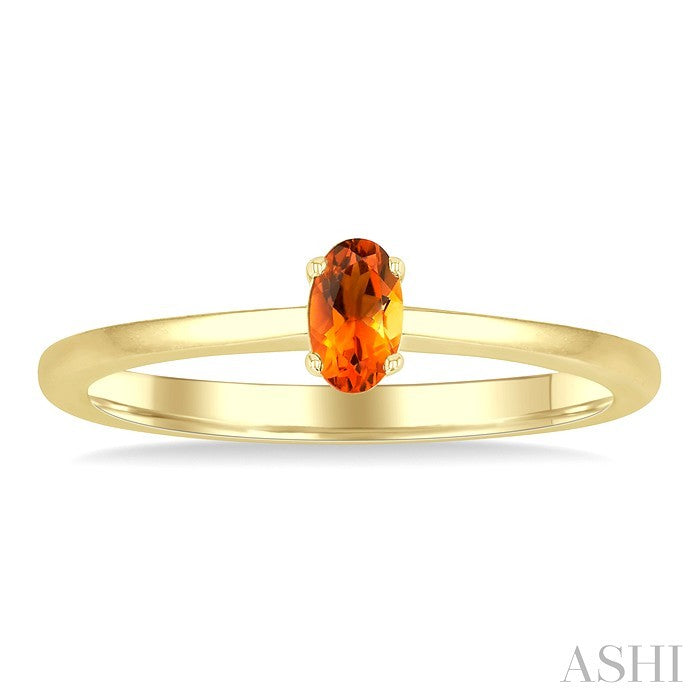 5X3 MM Oval Shape Citrine Semi-Precious Solitaire Ring in 10K Yellow Gold