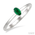 5X3 MM Oval Shape Emerald Precious Solitaire Ring in 10K White Gold