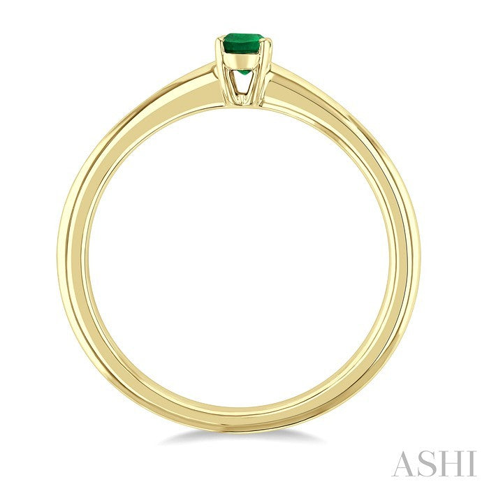 5X3 MM Oval Shape Emerald Precious Solitaire Ring in 10K Yellow Gold