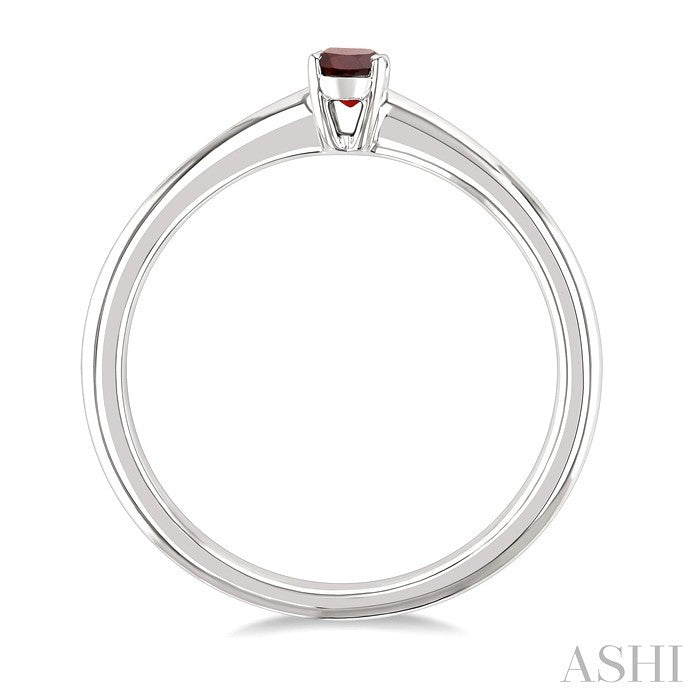 5X3 MM Oval Shape Garnet Semi-Precious Solitaire Ring in 10K White Gold