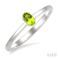 5X3 MM Oval Shape Peridot Semi-Precious Solitaire Ring in 10K White Gold