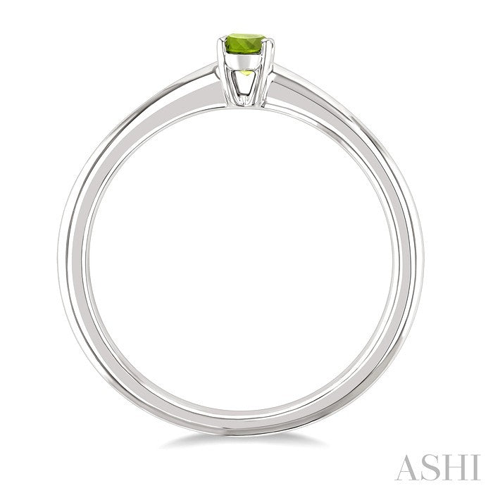5X3 MM Oval Shape Peridot Semi-Precious Solitaire Ring in 10K White Gold