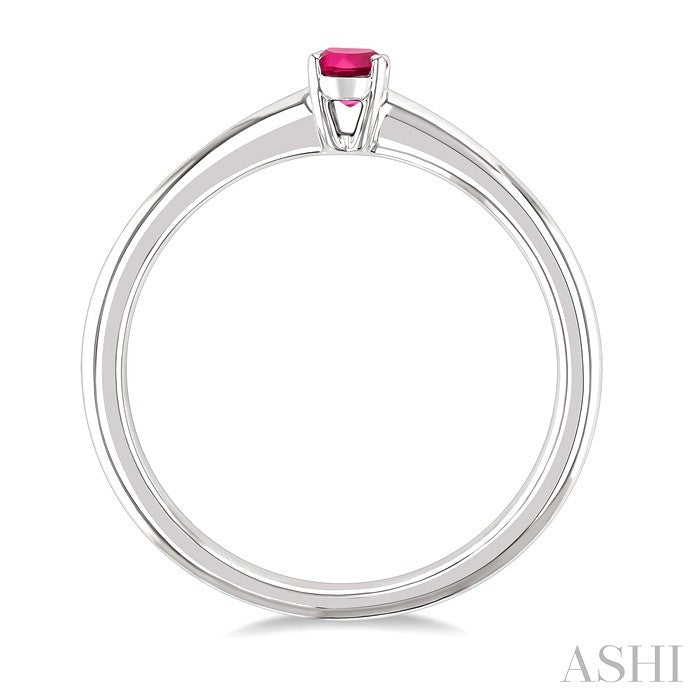 5X3 MM Oval Shape Pink Tourmaline Semi-Precious Solitaire Ring in 10K White Gold
