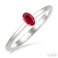 5X3 MM Oval Shape Ruby Precious Solitaire Ring in 10K White Gold