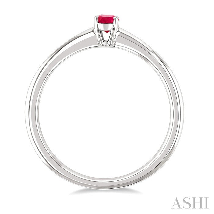 5X3 MM Oval Shape Ruby Precious Solitaire Ring in 10K White Gold