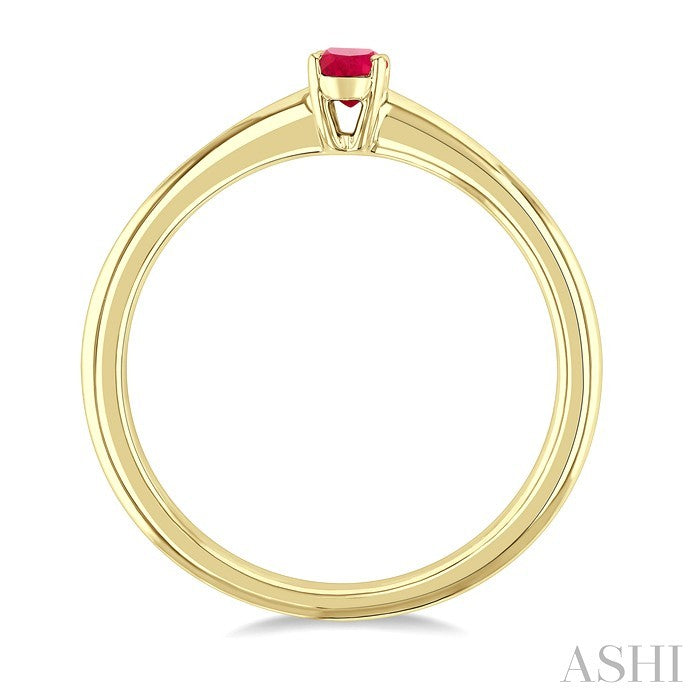 5X3 MM Oval Shape Ruby Precious Solitaire Ring in 10K Yellow Gold
