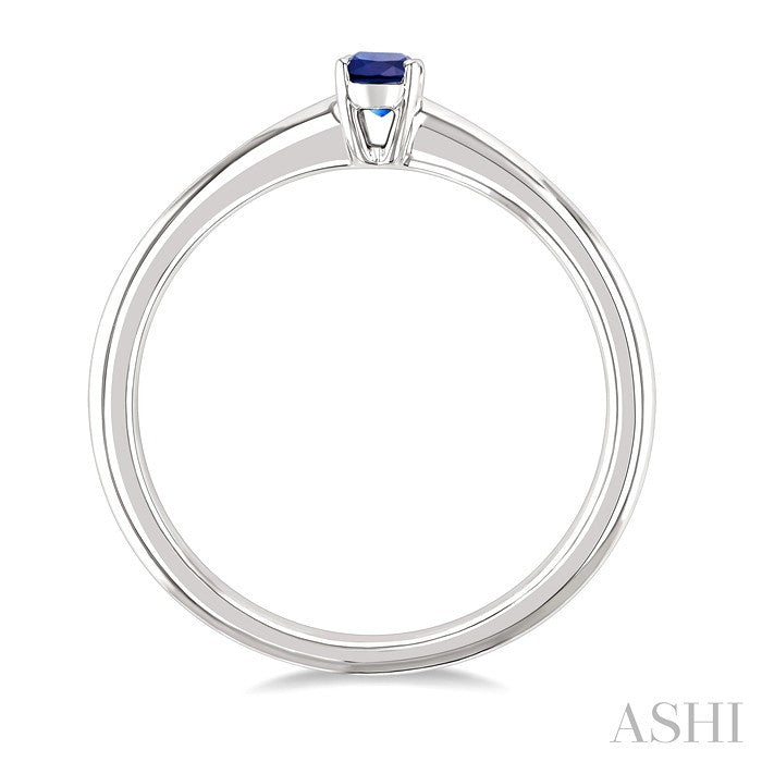 5X3 MM Oval Shape Sapphire Precious Solitaire Ring in 10K White Gold