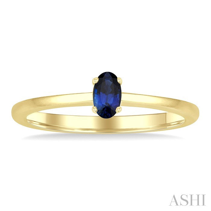5X3 MM Oval Shape Sapphire Precious Solitaire Ring in 10K Yellow Gold