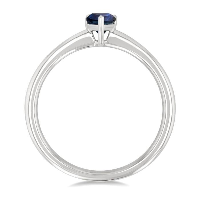 6x4 MM Pear Shape Sapphire Precious Solitaire Ring in 14K White Gold