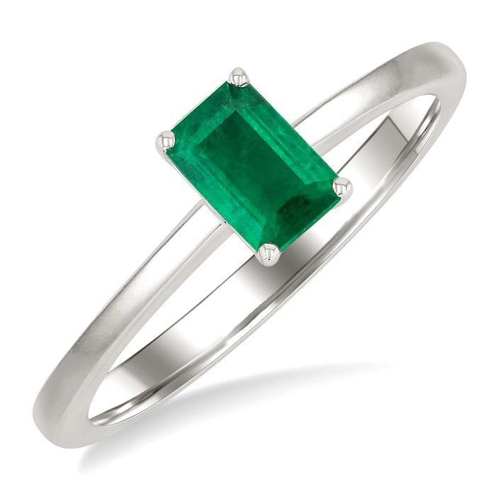 Emerald Shape Gemstone Solitaire Ring