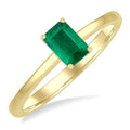 6x4 MM Octagon Shape Emerald Precious Solitaire Ring in 14K Yellow Gold