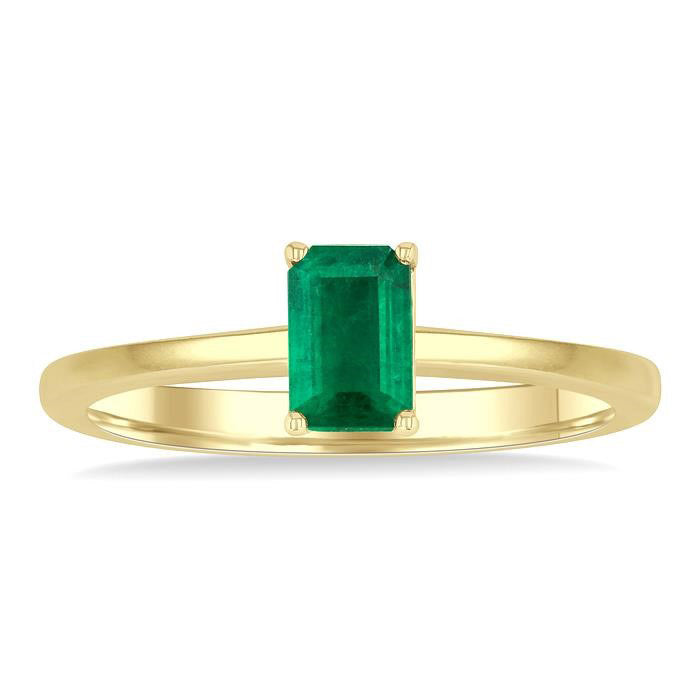 Emerald Shape Gemstone Solitaire Ring