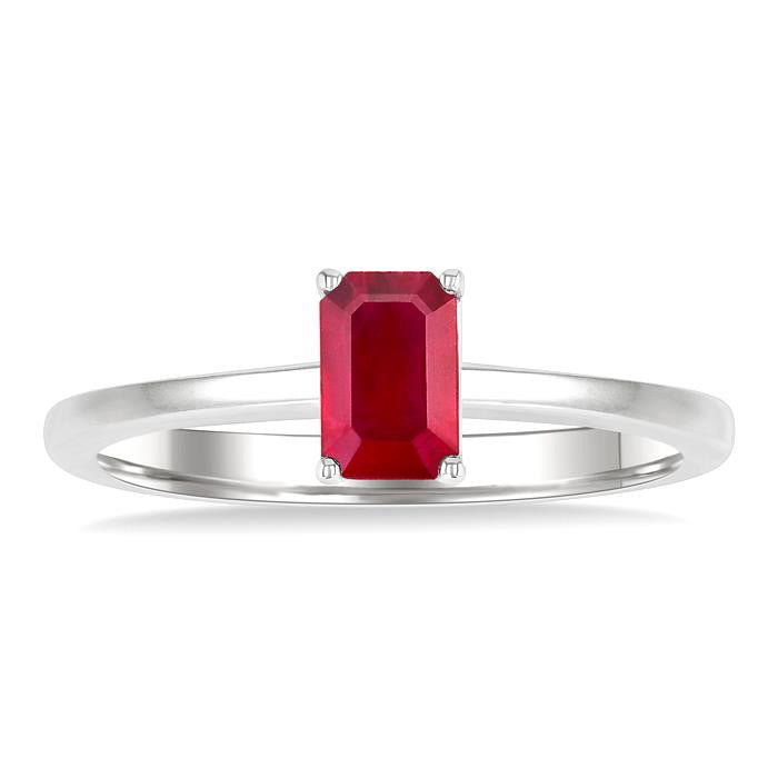 Emerald Shape Gemstone Solitaire Ring