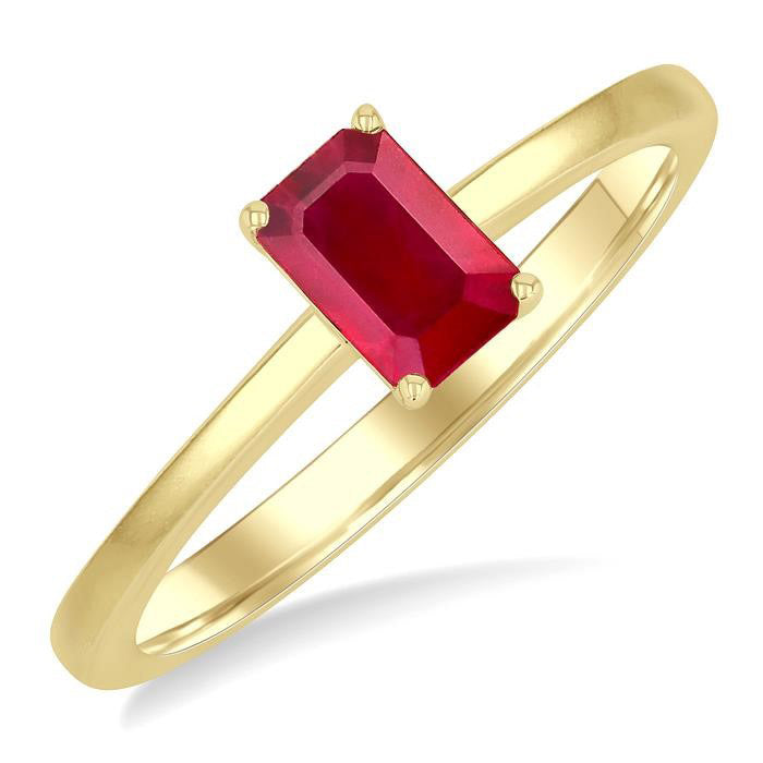 Emerald Shape Gemstone Solitaire Ring
