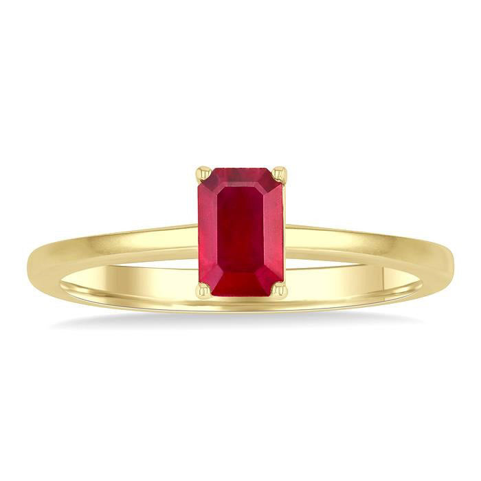 Emerald Shape Gemstone Solitaire Ring