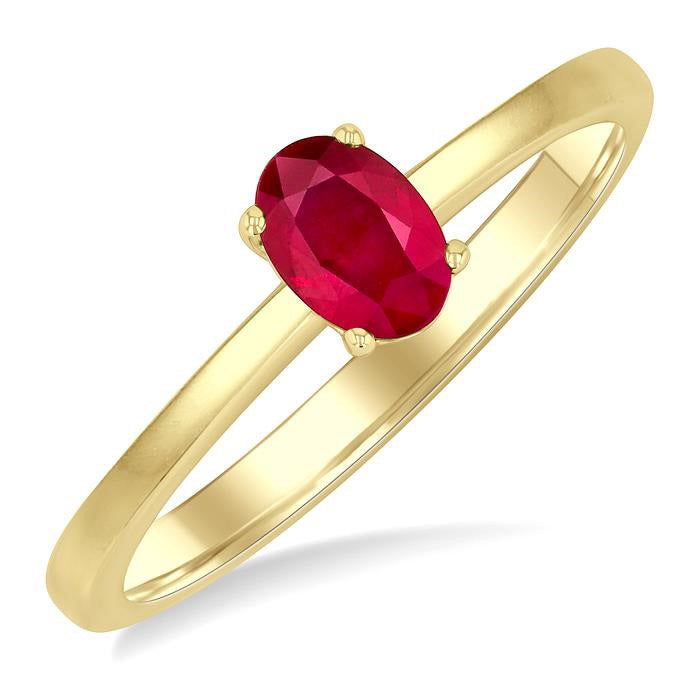 Oval Shape Gemstone Solitaire Ring