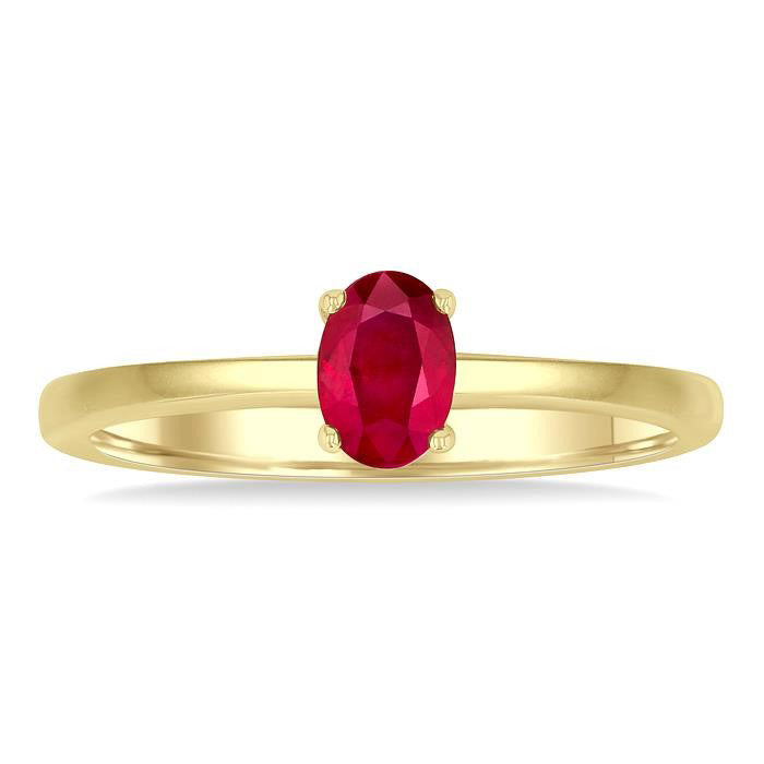 Oval Shape Gemstone Solitaire Ring