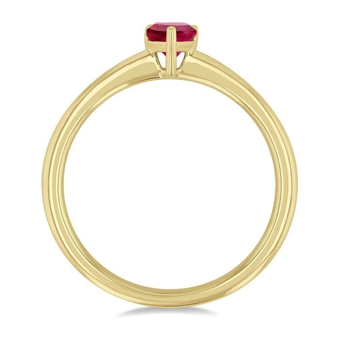 6x4 MM Pear Shape Ruby Precious Solitaire Ring in 14K Yellow Gold