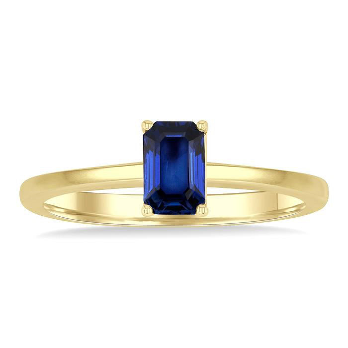 Emerald Shape Gemstone Solitaire Ring