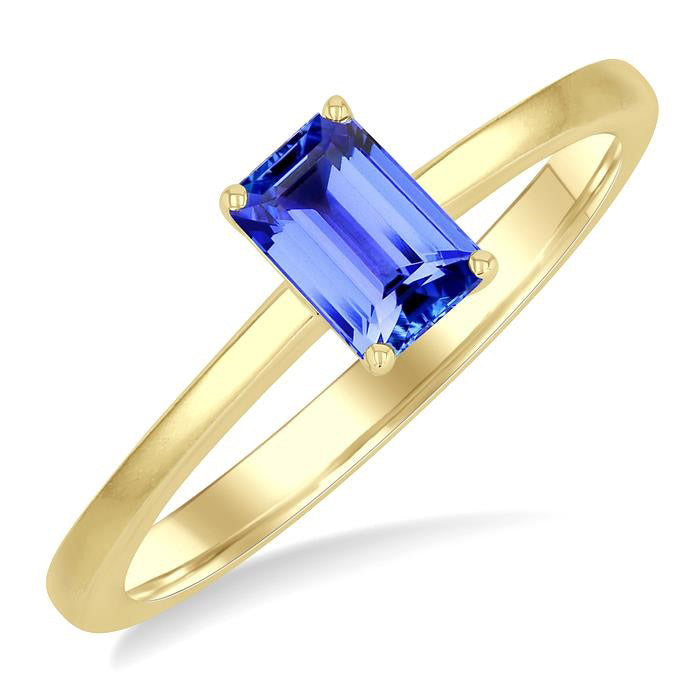 Emerald Shape Gemstone Solitaire Ring