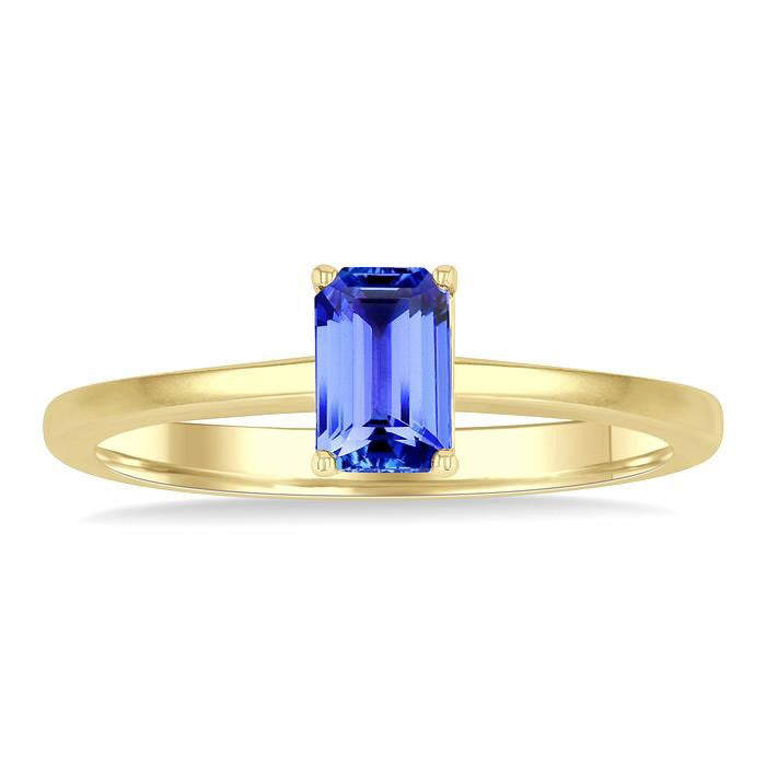 Emerald Shape Gemstone Solitaire Ring