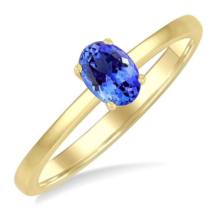 Oval Shape Gemstone Solitaire Ring