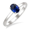 7X5MM Oval Cut Sapphire Precious Solitaire Ring in 14K White Gold