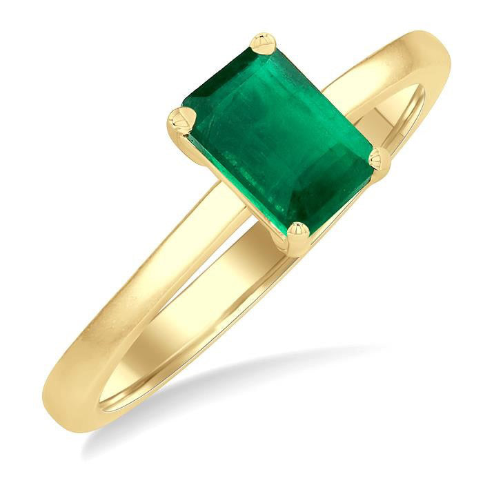 Emerald Shape Gemstone Solitaire Ring