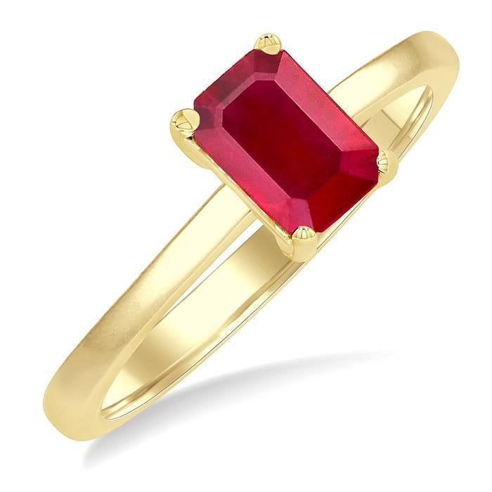 Emerald Shape Gemstone Solitaire Ring
