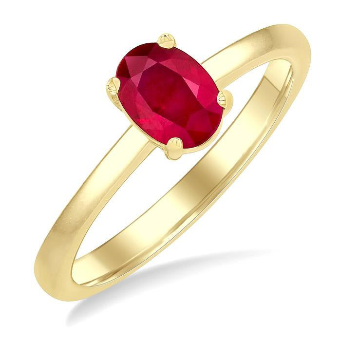 Oval Shape Gemstone Solitaire Ring