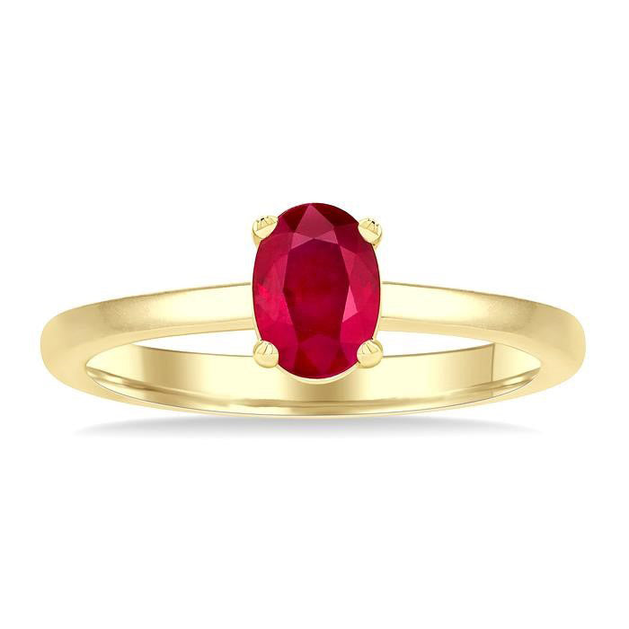 Oval Shape Gemstone Solitaire Ring