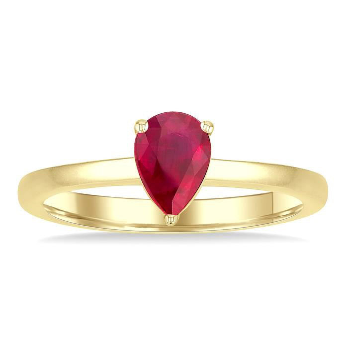 Pear Shape Gemstone Solitaire Ring