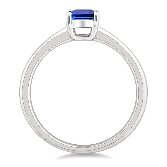 7X5MM Octagon Shape Tanzanite Precious Solitaire Ring in 14K White Gold