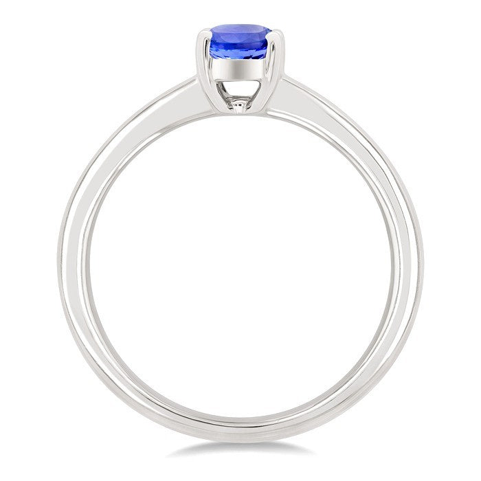 7X5MM Oval Cut Tanzanite Precious Solitaire Ring in 14K White Gold