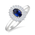Gemstone & Halo Diamond Fashion Ring