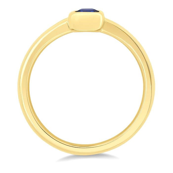 6X4 MM Octagon Shape Sapphire Precious Solitaire Ring in 14K Yellow Gold
